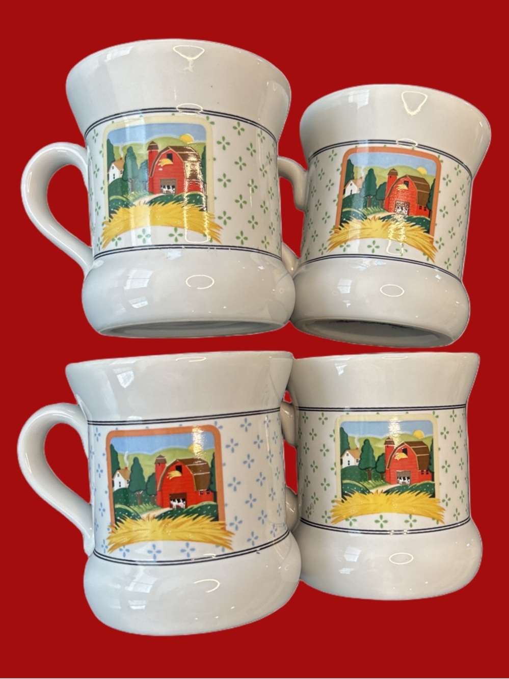 VTG 1981 Vandor Country collection set of 4 cottagecore farmhouse animal mugs